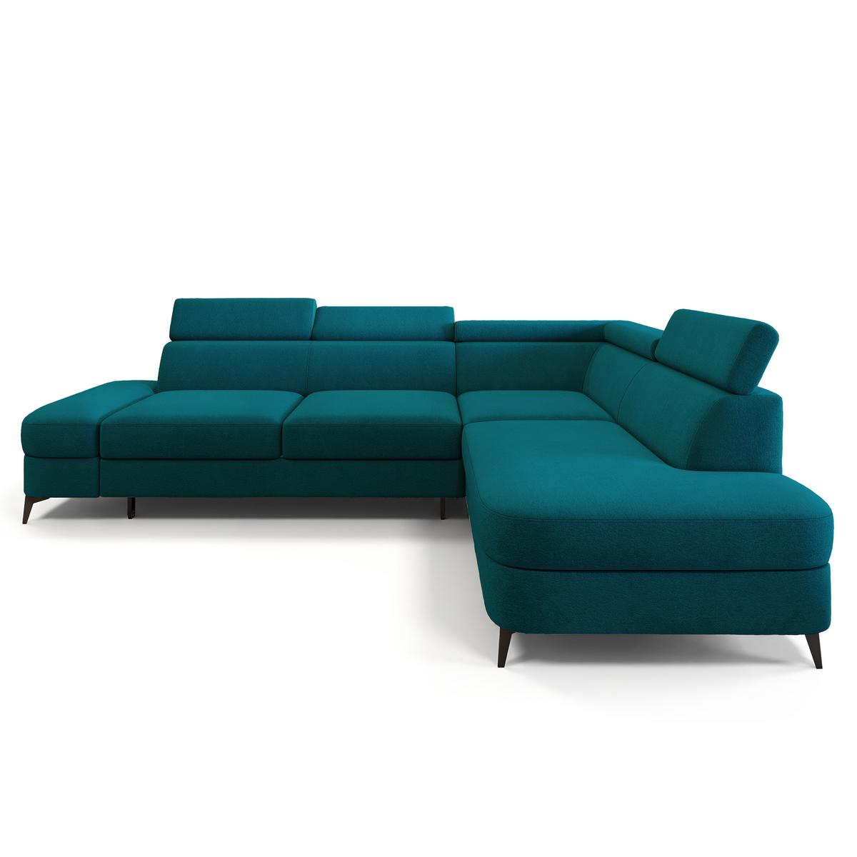 ECKSOFA AVISE MV R-S Blau Velours-Stoff mit Schlaffunktion - Blau, Holzwerkstoff/Textil (268/195cm) - MASSENO