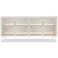 SIDEBOARD Lumi 4-türig mit Glasfronten Kaschmirgrau 181 cm - Taupe/Goldfarben, Holzwerkstoff/Metall (181.3/82.6/39.3cm) - Selsey