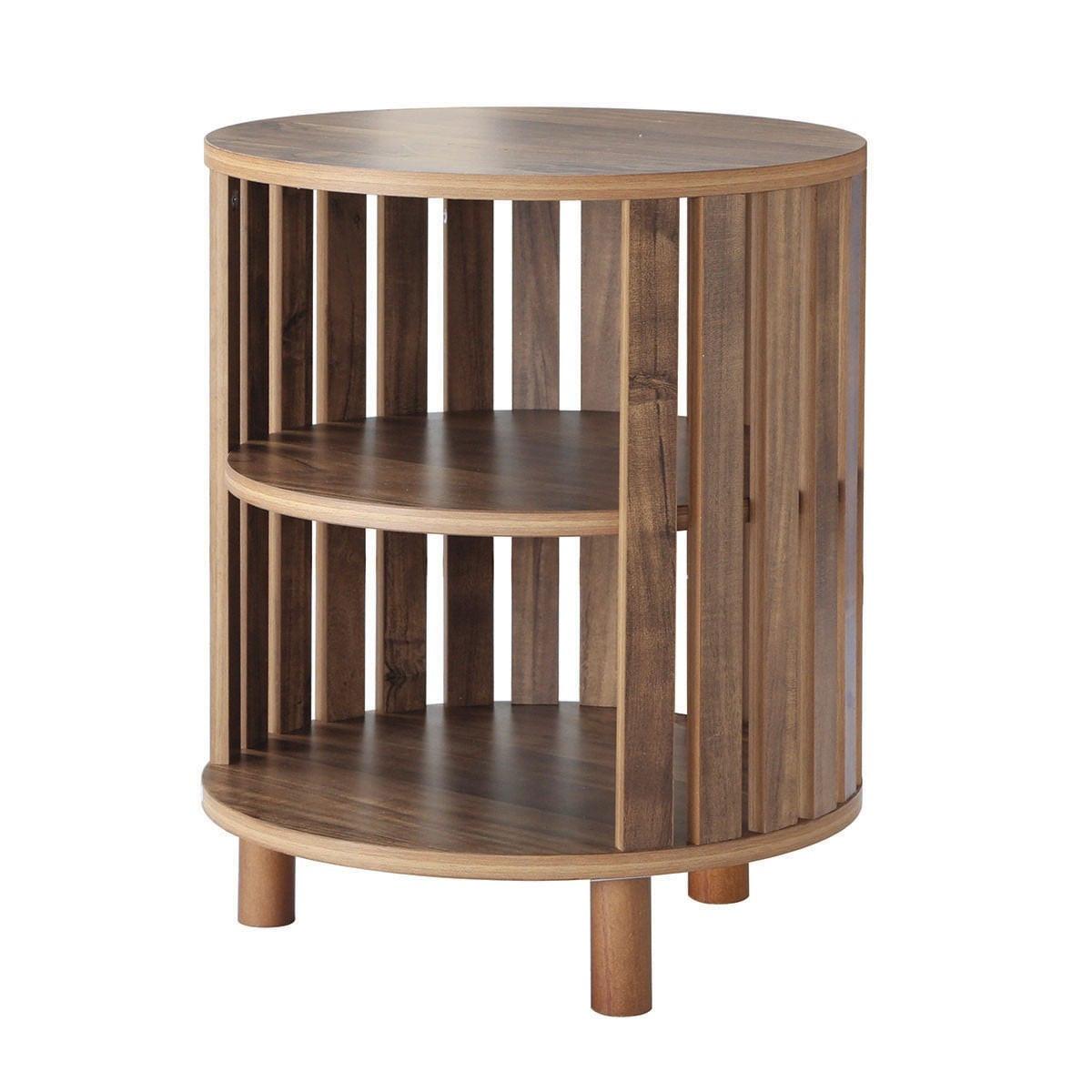 RUNDER BEISTELLTISCH mit offenen Lamellen H50 cm - LIAM - Eschefarben, Holzwerkstoff (40/50/44.8cm) - Calicosy