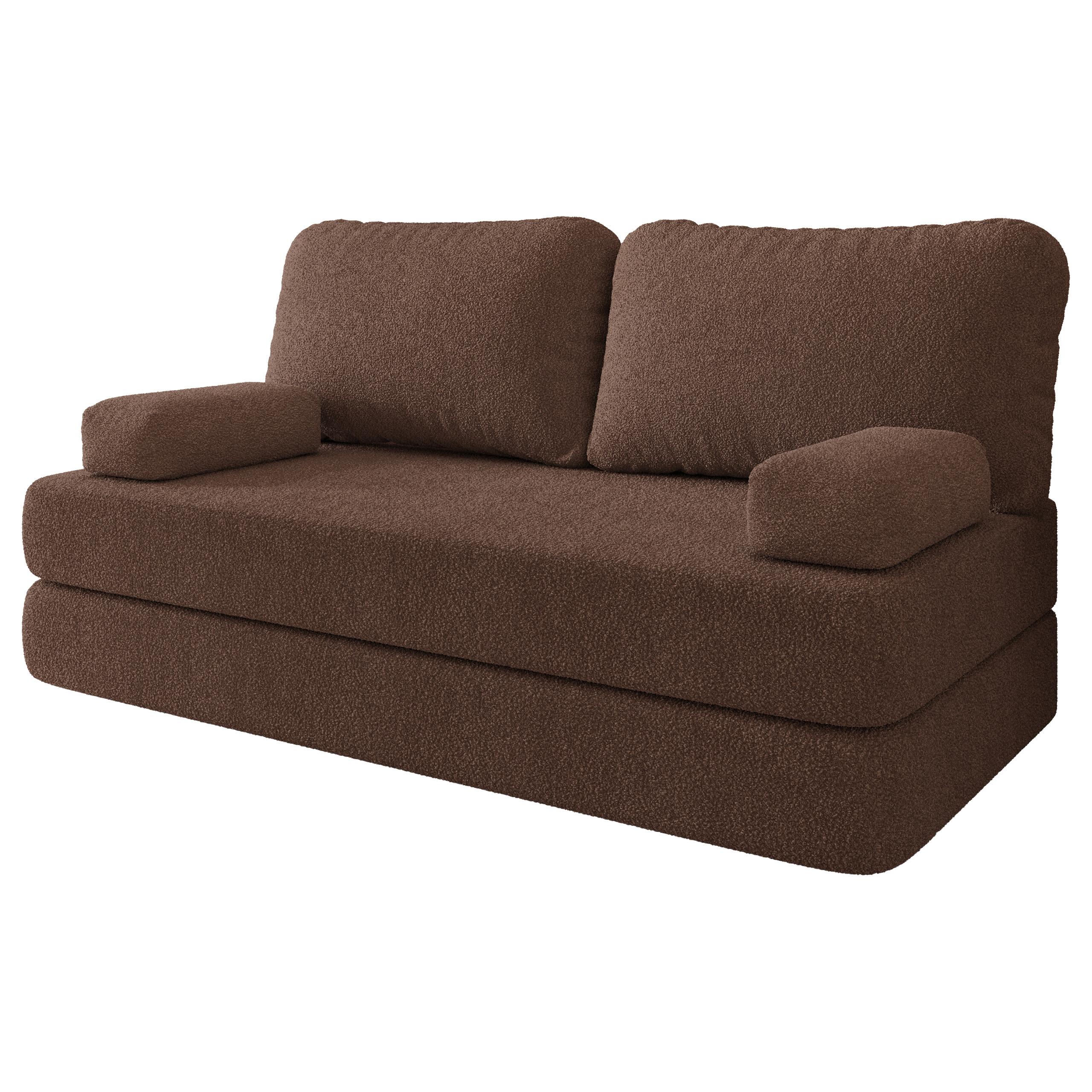 BETTSOFA NIKSI aus Schaumstoff Bucle-Stoff Braun Schlaffunktion - Braun, Textil (170/86/80cm) - MASSENO