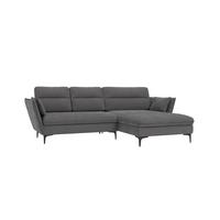 ECKSOFA Mira Grau Samt-Stoff - Schwarz/Grau, Textil/Metall (260/168cm) - S-Style Möbel