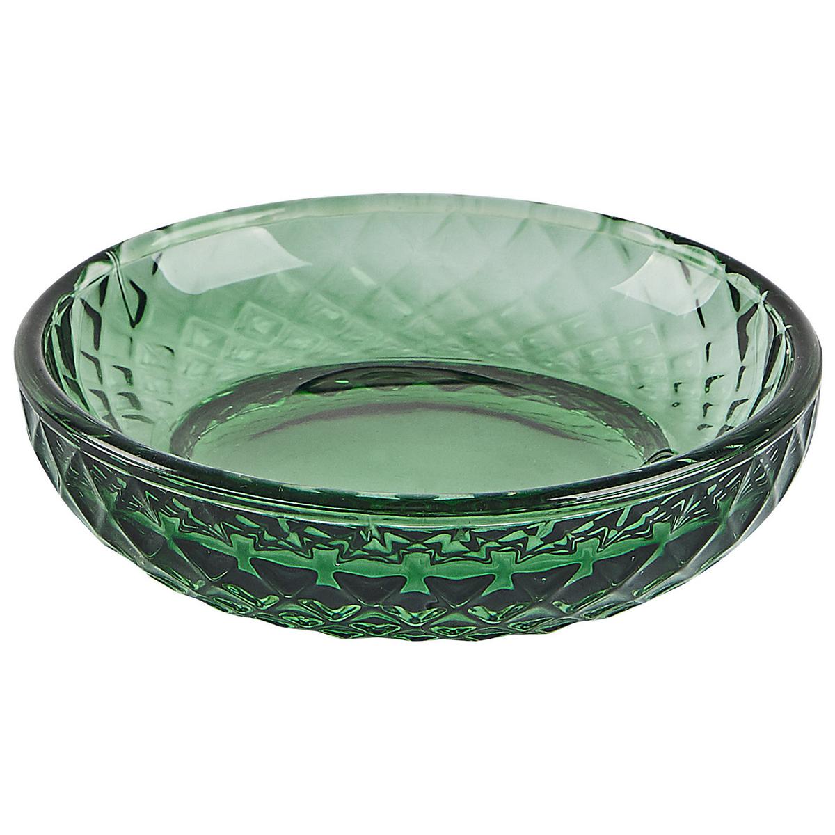 BADEZIMMER Set 4-teilig Glas grün Canoa - Silberfarben/Grün, Glas (11/17/11cm) - Beliani