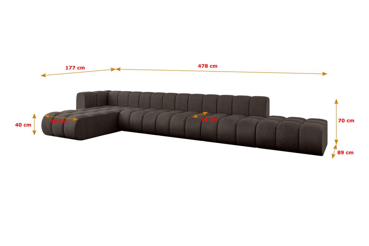 ECKSOFA modulares Sofa Zuvon-L3 - 478x177x70 cm Braun - Braun, Holzwerkstoff/Textil (478/177cm) - ALTDECOR