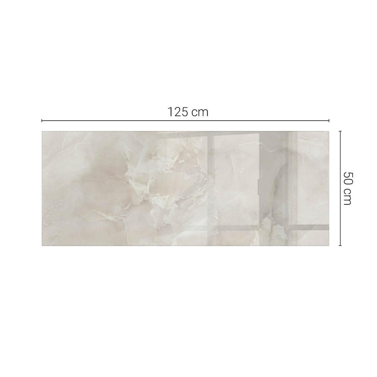 TISCHPLATTE 125x50 cm Marmorstrukturmuster - Creme, Glas (0.4/125/50cm) - TULUP