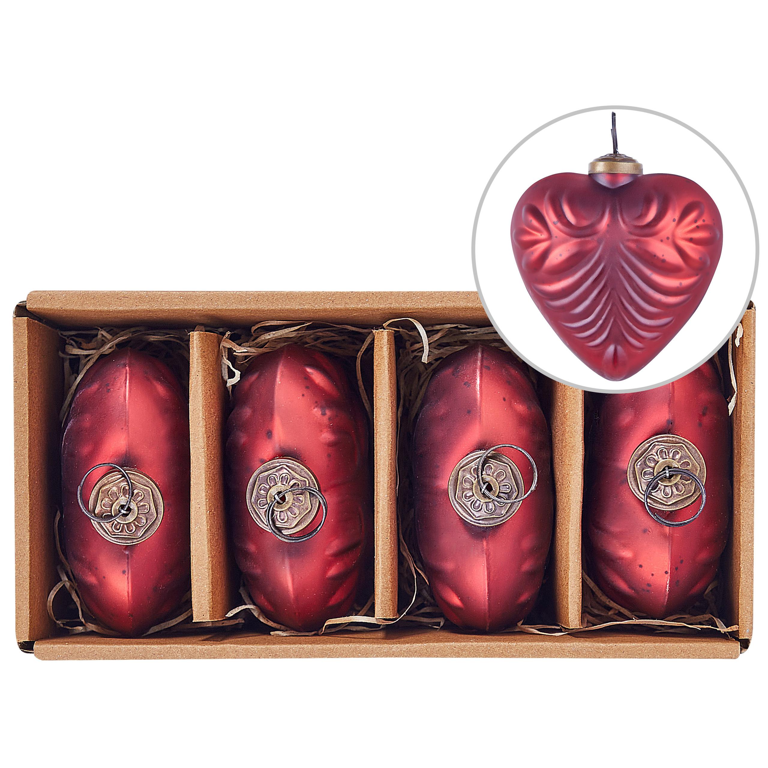WEIHNACHTSBAUMKUGELN 13 cm Rot Feriable - Rot, Glas (11/13/10cm) - Beliani
