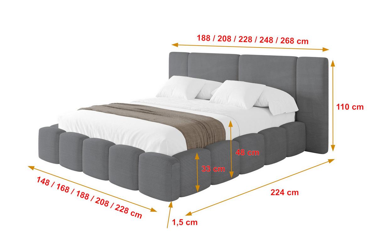 POLSTERBETT mit Bettkasten und Lattenrost, Bett mit Matratze H3/H4 - NILO 120x200 Dunkelgrau - Graphitfarben, Holzwerkstoff/Textil (120/200cm) - ALTDECOR