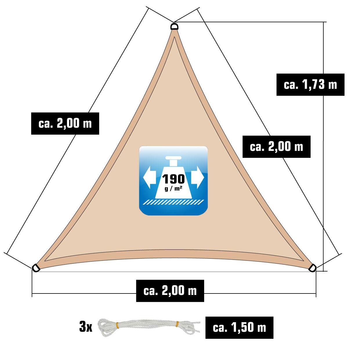 SONNENSEGEL Wasserdicht, 200 cm, Beige - Beige, Kunststoff (200/200cm) - Amanka