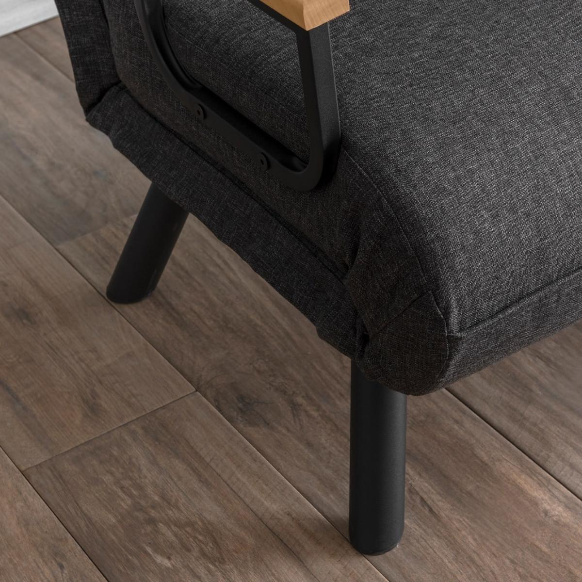 SESSEL mit Stoffbezug und Metallfüßen, umwandelbar 67/50/41 cm - Dunkelgrau, Metall (50/41/60cm) - Calicosy