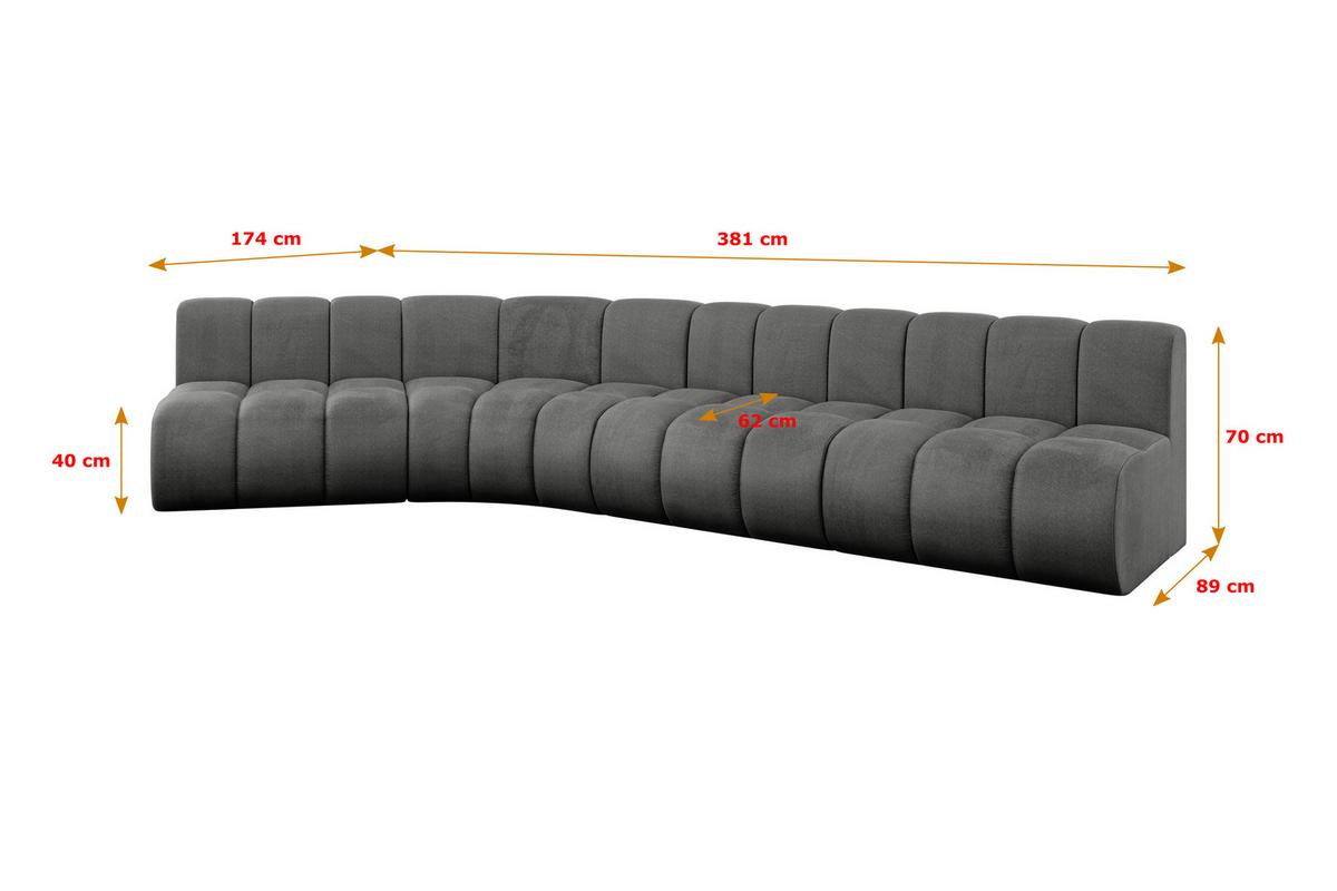ECKSOFA modulares Sofa Montra-L2 - 381x174x70 cm Dunkelgrau - Dunkelgrau, Holzwerkstoff/Textil (381/174cm) - ALTDECOR