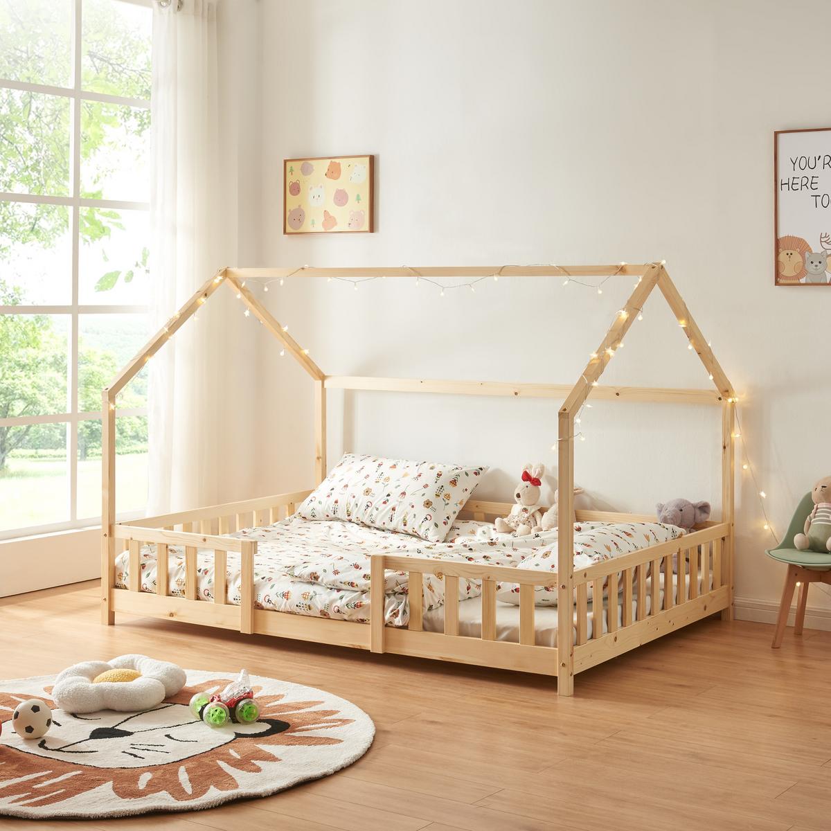 HAUSBETT Sisimiut - Naturfarben, Holz (140/200cm) - [en.casa]