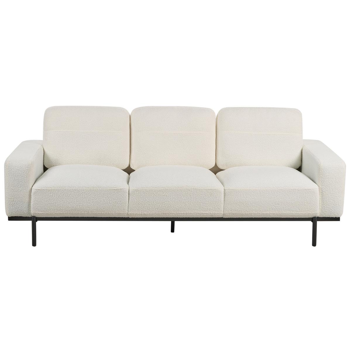 3-SITZER-SOFA Bouclé cremeweiß Sovik - Weiß, Textil (215/72/87cm) - Beliani