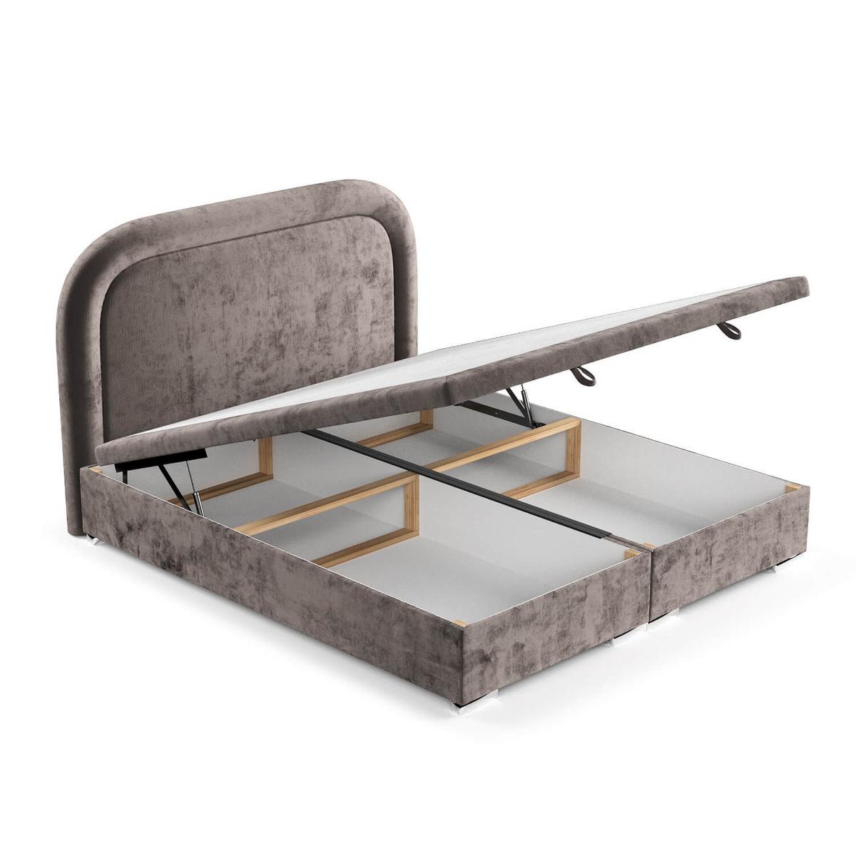 POLSTERBETT Harmony mit Stauraum 140/200 cm Braun im Lotta Stoff - Chromfarben/Braun, Holz/Holzwerkstoff (140/200cm) - AltaBeds