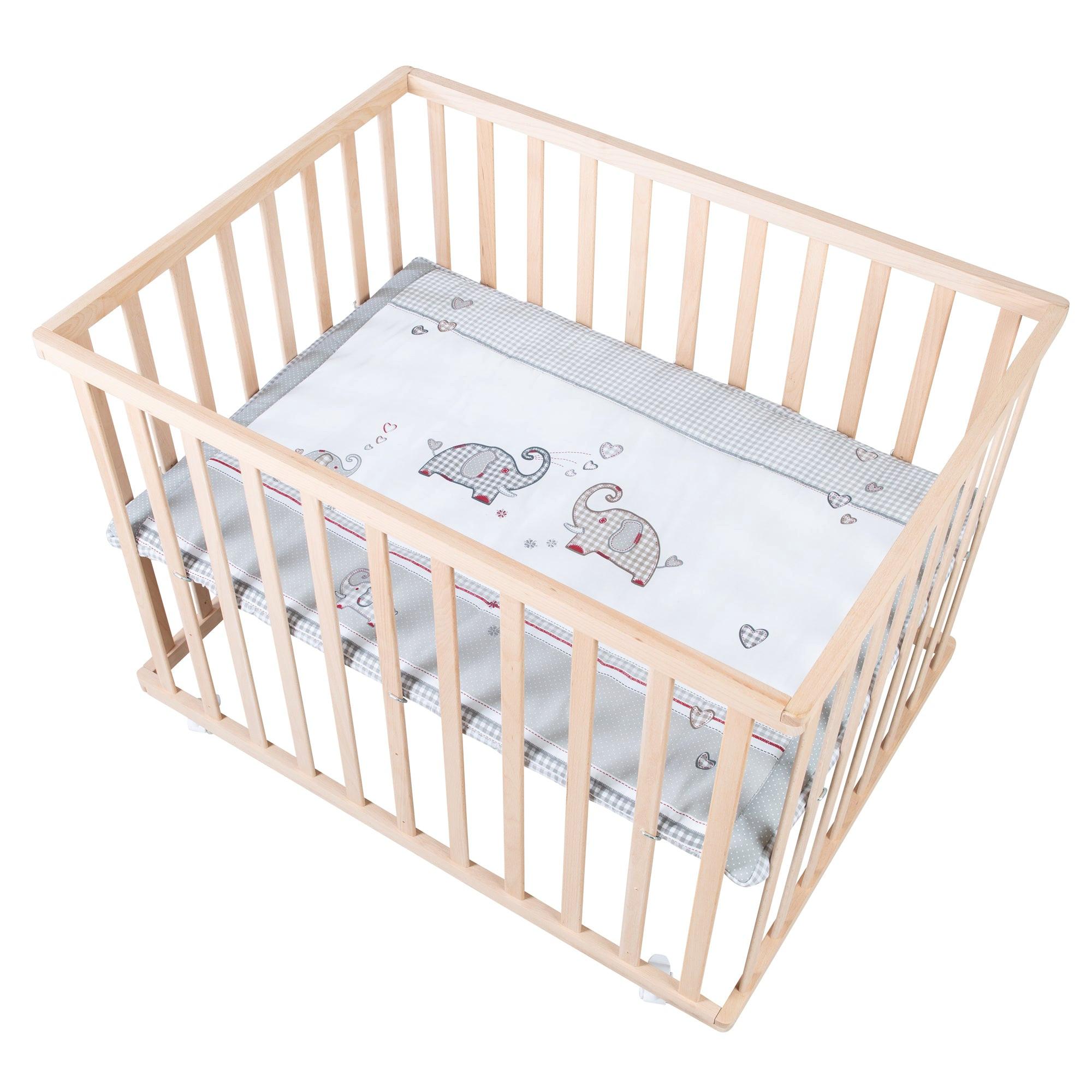 LAUFGITTER 100x75 Jumbo twins grau - Naturfarben, Holzwerkstoff (73/72/98.5cm) - Roba