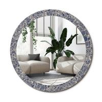 SPIEGEL Rund Ø 90 cm mit Aufdruck - Dunkelblau, Glas (90/90/0.4cm) - Wallfluent