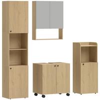 BADSCHRANK 4er Set Spanplatte MDF Eiche - Eichefarben, Holzwerkstoff (31/182/40cm) - HOMCOM