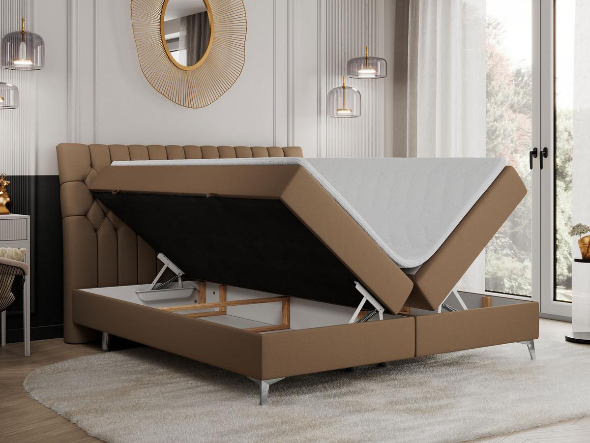BOXBETT MILEN 120/200 Braun Kunstleder - H3 - Braun, Holz/Textil (120/200cm) - MKS