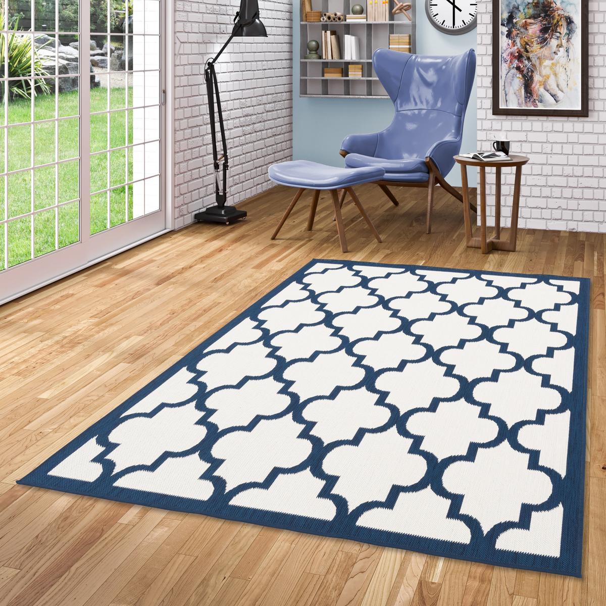 IN- UND OUTDOOR TEPPICH BEIDSEITIG CAPE COD FLIESENOPTIK - Blau, Textil (133/190cm) - Pergamon