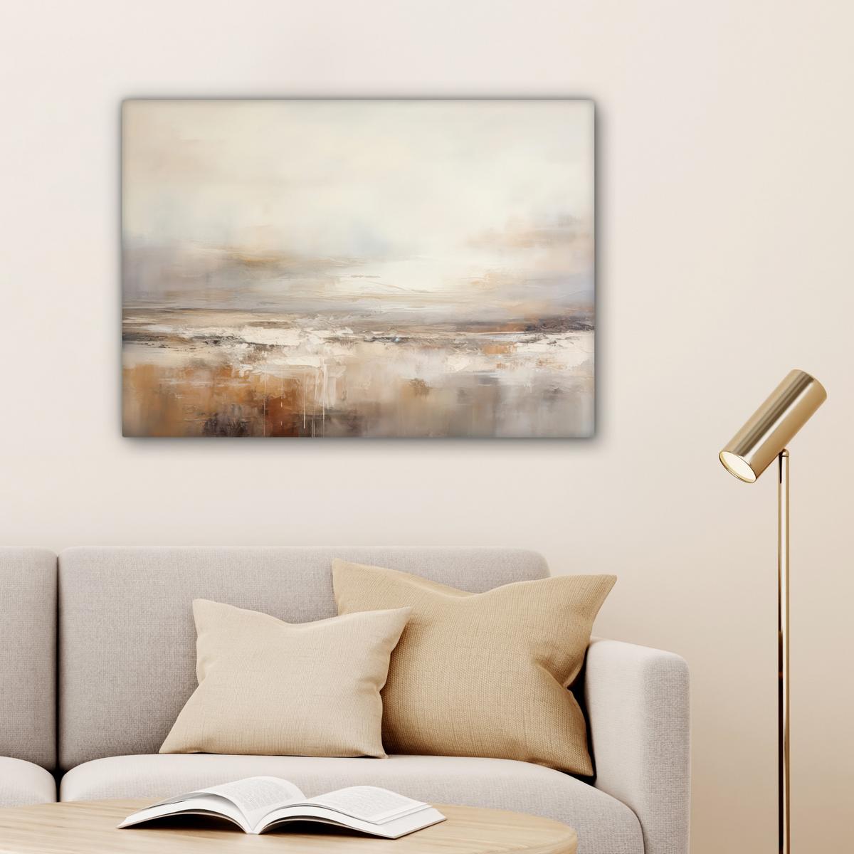 LEINWANDBILD Kunst - Industriell - Grau - Braun - Abstrakt Wandbilder 80x60 cm - Sandfarben, Textil (80/60cm) - MuchoWow