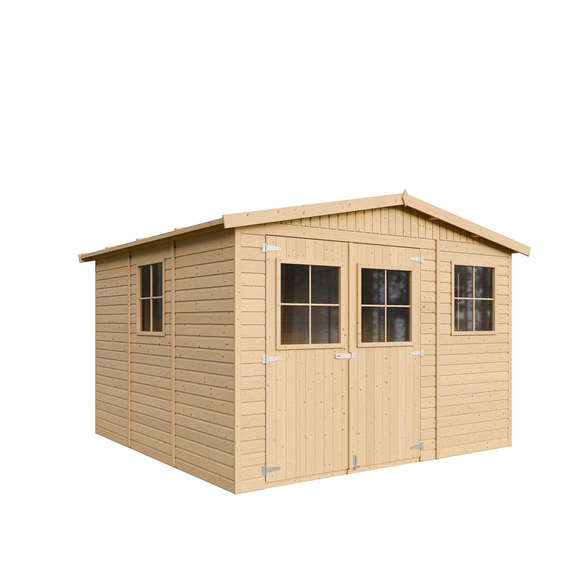 HOLZ-GARTENHAUS - H226x316x324 cm/9 m² - M335 - Beige, Holz (324/226/297cm) - Timbela