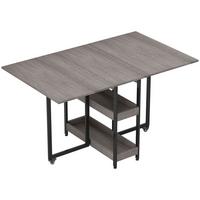 ESSTISCH Klappbar Küchentisch für 2-4 Personen mit 2 Offenen Ablagen, Rollen - Grau, Holz (133.4/80/75cm) - HOMCOM