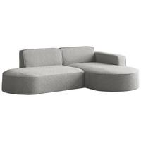 ECKSOFA Hana L-Form 3-Sitzer Ecke Rechts, Boucle, Hellgrau 241/73/168 cm - Hellgrau/Schwarz, Textil/Metall (168/241cm) - WFL GROUP