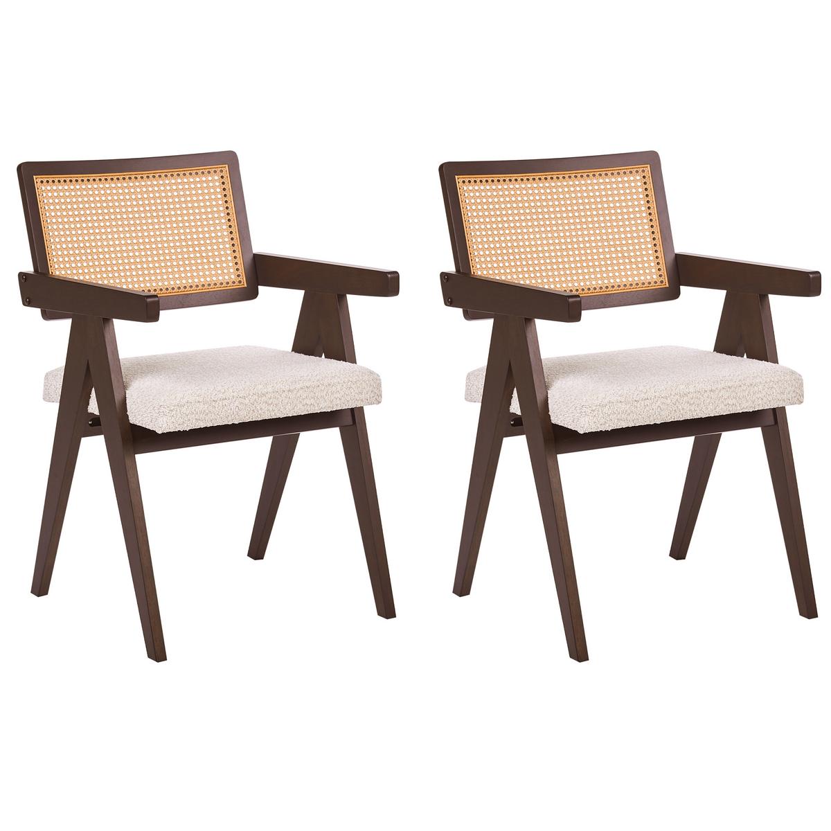 ESSZIMMERSTUHL 2er-Set Holz Dunkelbraun/Hellbeige Ava - Beige, Holz (55/85/62cm) - Beliani