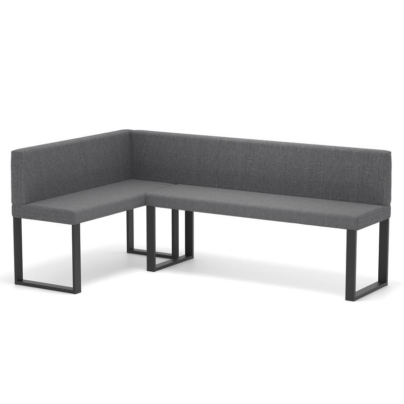 ECKBANK links SANA U Webstoff glatt, 142/196 cm Dunkelgrau - Dunkelgrau, Textil/Metall (142/196cm) - Idohome