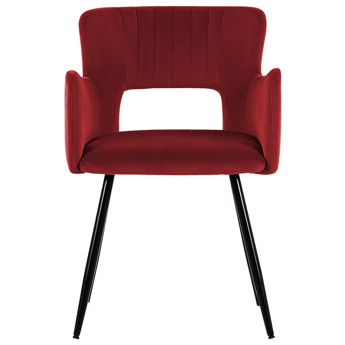 ESSZIMMERSTUHL 2er-Set Samtstoff Rot Sanilac - Rot, Textil/Metall (52/75/44cm) - Beliani