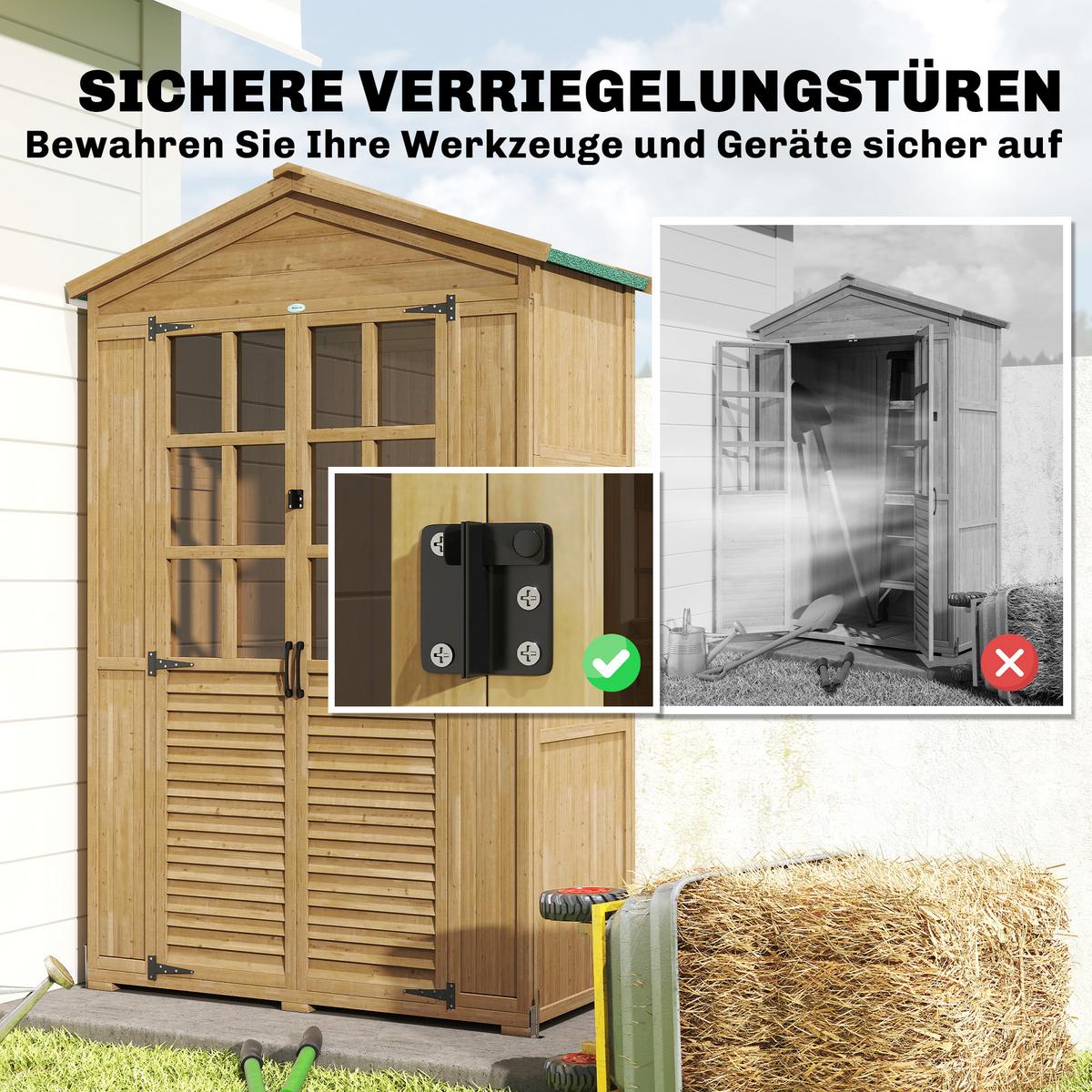 GERÄTESCHUPPEN Tannenholz Braun - Hellbraun, Holz/Kunststoff (57.5/197/128cm) - Outsunny