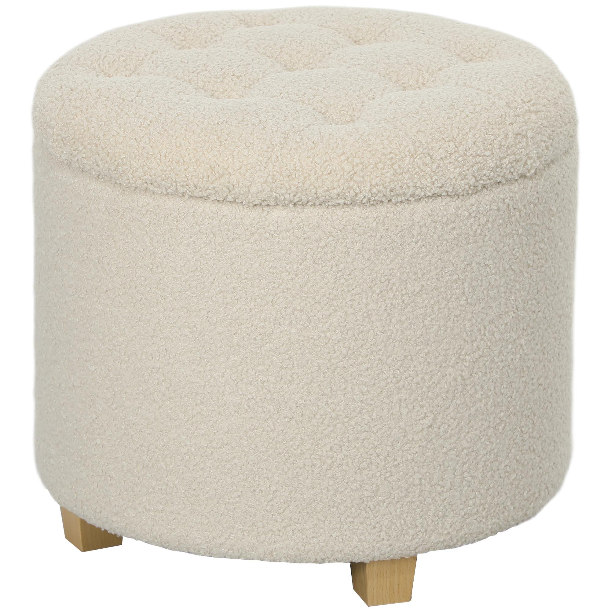 HOCKER, Holzrahmen Ø45 x 41 cm Cremeweiß - Weiß, Kunststoff (45/41/45cm) - HOMCOM