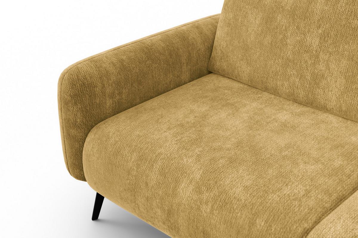 SOFA FEBE 3-Sitzer, safranfarbener Chenille-Stoff - Gelb/Schwarz, Holz/Textil (190/82/96cm) - Wozimo