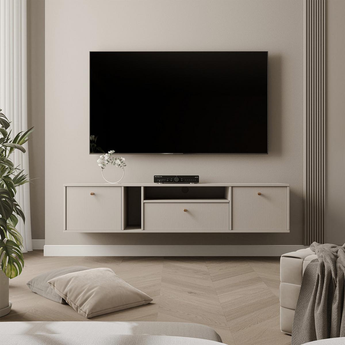TV-LOWBOARD FLOW 180 cm, Sandbeige - Beige, Holzwerkstoff/Metall (180/48.5/40.5cm) - Idohome