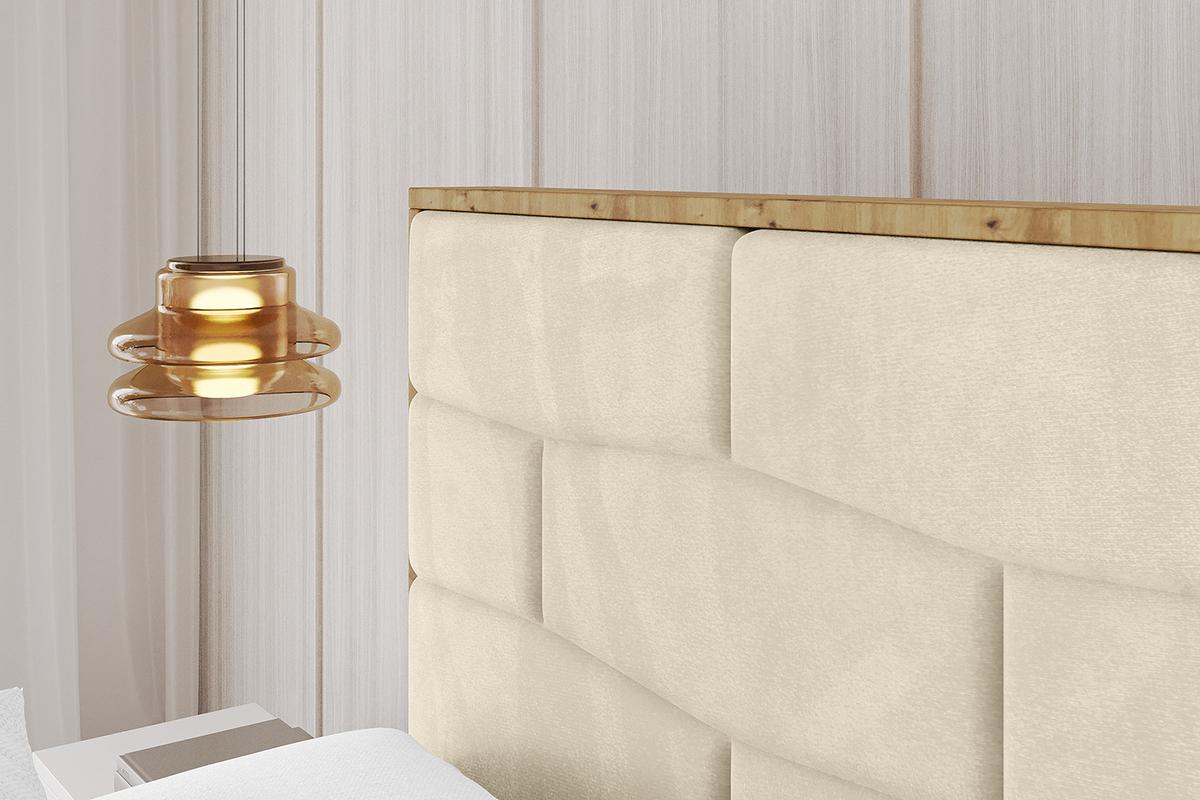 POLSTERBETT mit Bettkasten, Fußteil und Lattenrost, Boxbett mit Matratze H3/H4 - ENZO8-Z 200x200 Beige - Ecru, Holzwerkstoff/Textil (200/200cm) - ALTDECOR