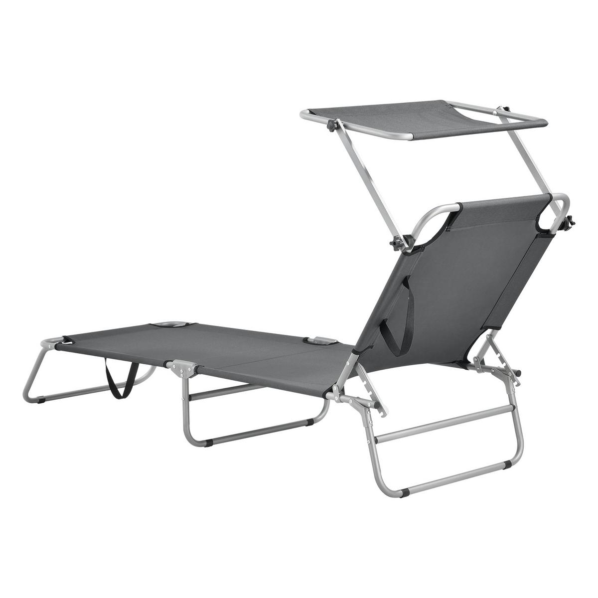 SONNENLIEGE Argozelo - Dunkelgrau, Textil/Metall (186/24/55cm) - casa.pro