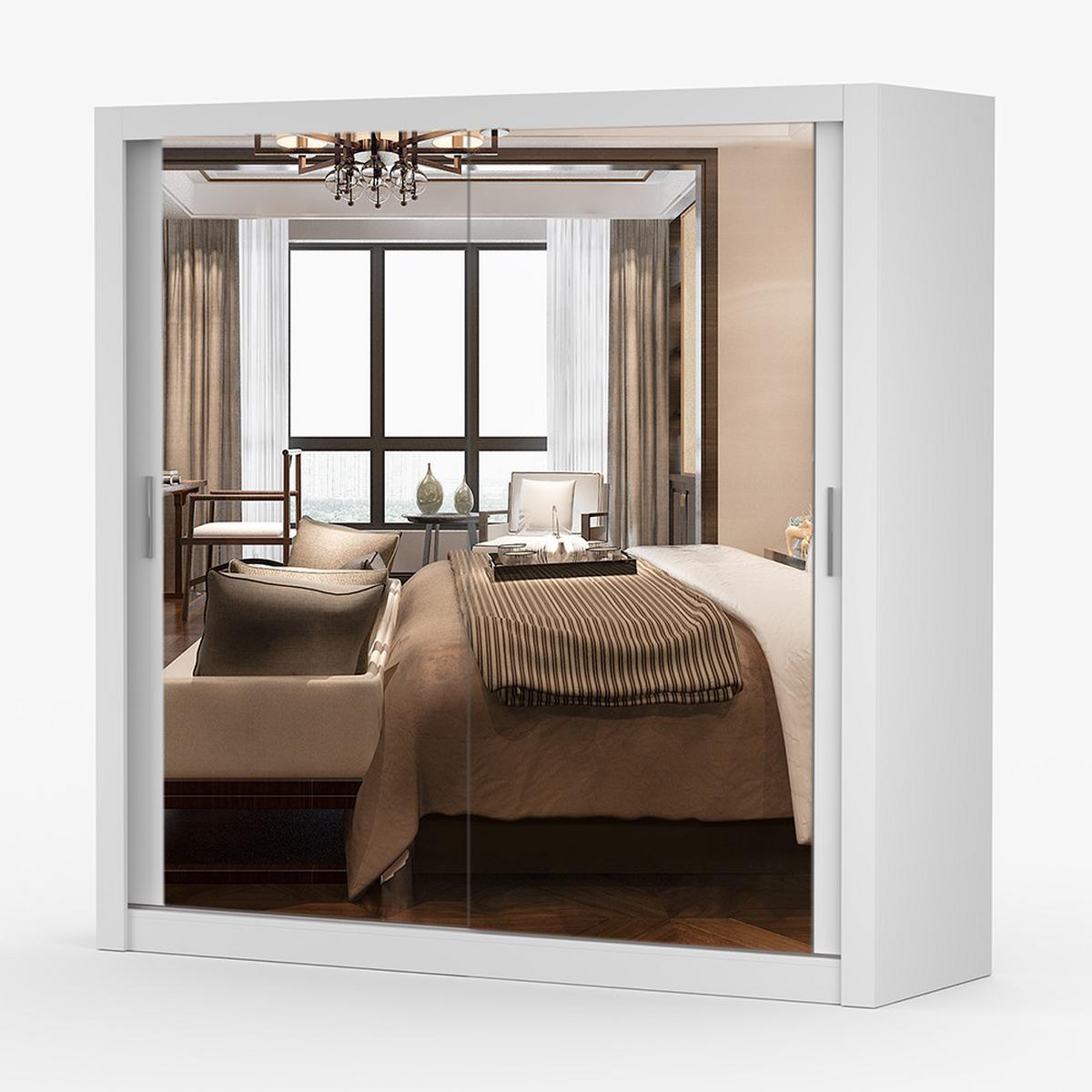 KLEIDERSCHRANK Milan 203 cm, 203/215/64, 2-türig, weiß - Weiß, Holzwerkstoff (203/215/64cm) - imoebel24