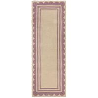WOLLTEPPICH WENSUM, mit grafischem Muster mit Rahmen, Lila-Beige, 80 x 230 cm - Lila, Textil (230/80cm) - KADIMA DESIGN
