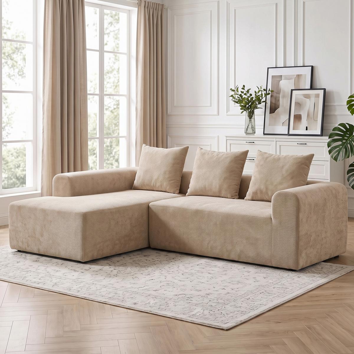 ECKSOFA Polyester Beige - Beige, Textil (178/242cm) - HOMCOM
