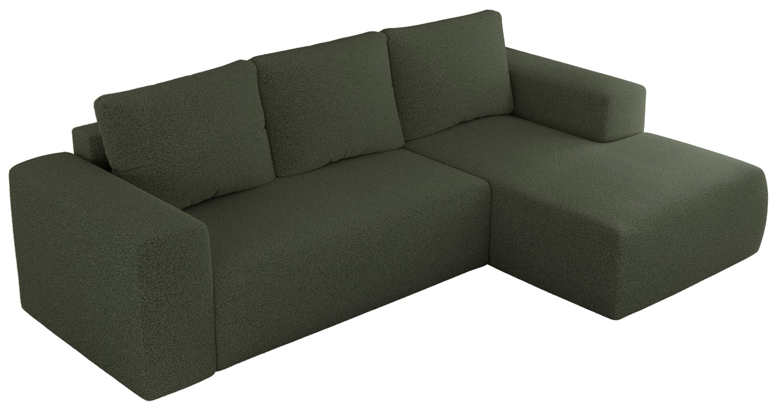 ECKSOFA TRENTINO L Grün Boucle - Rechts - Schwarz/Grün, Kunststoff/Textil (164/266cm) - MKS