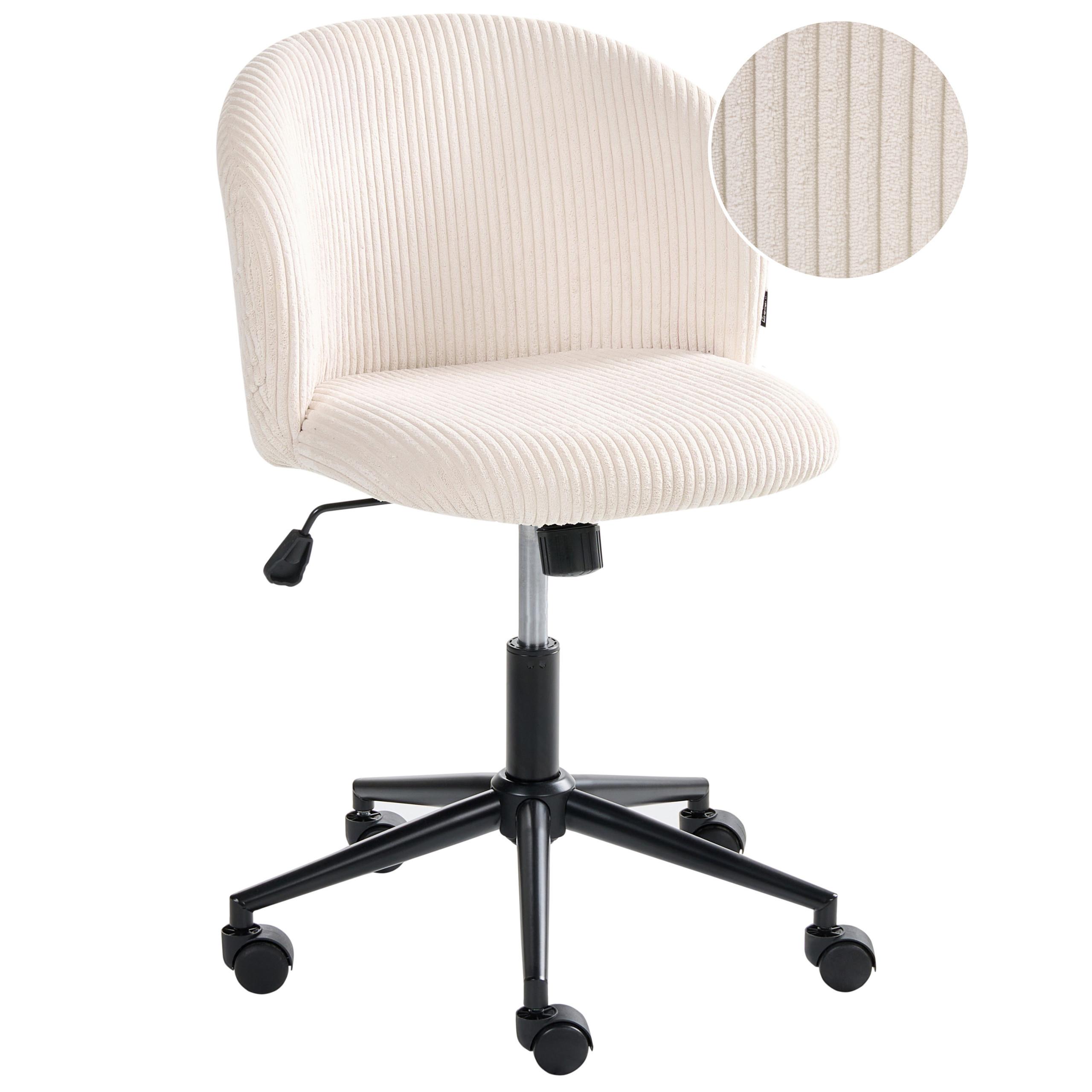 BÜROSTUHL Cord Cremeweiß Miles - Weiß, Textil (55/76/55cm) - Beliani