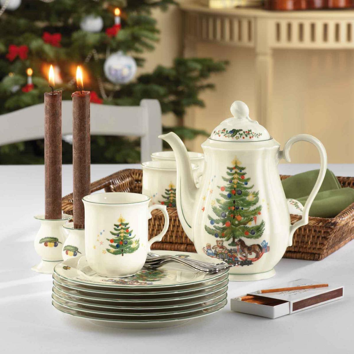 BECHER MIT HENKEL Marieluise Weihnachten weiß-grün 270 ml 6er Set - Weiß/Grün, Keramik (0.27L) - Seltmann Weiden