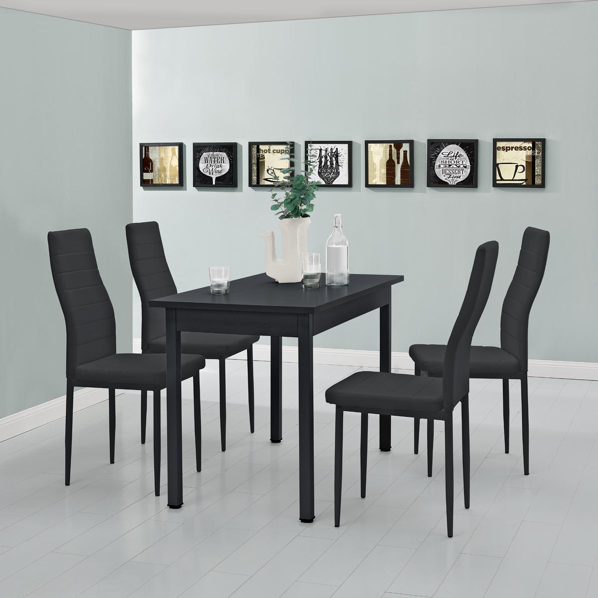 TISCHGRUPPE Jørpeland - Schwarz, Holzwerkstoff/Textil (120/75/60cm) - [en.casa]