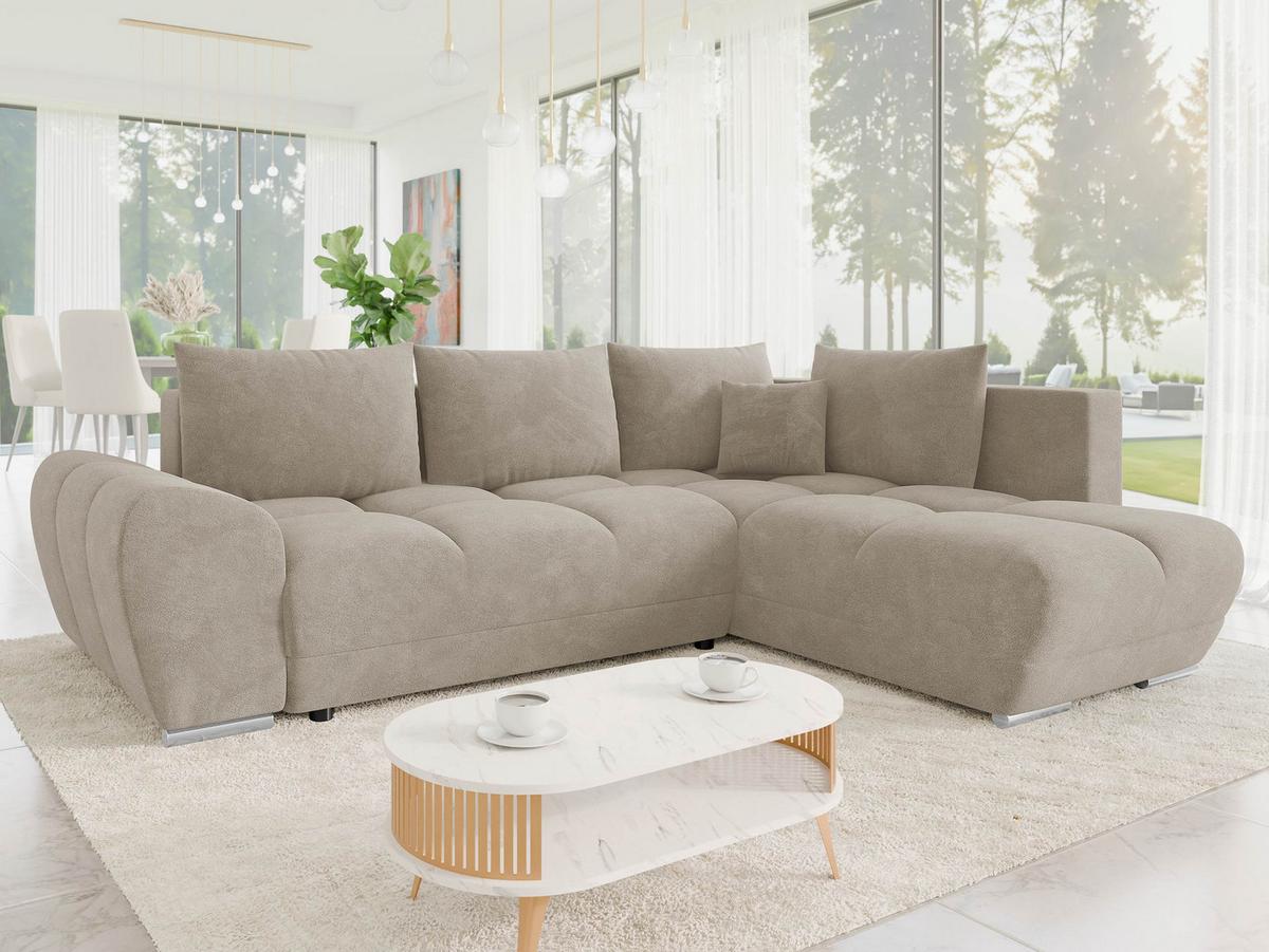 ECKSOFA Forest, Seite: Rechts - Beige/Schwarz, Holz/Kunststoff (290/183cm) - MIRJAN24