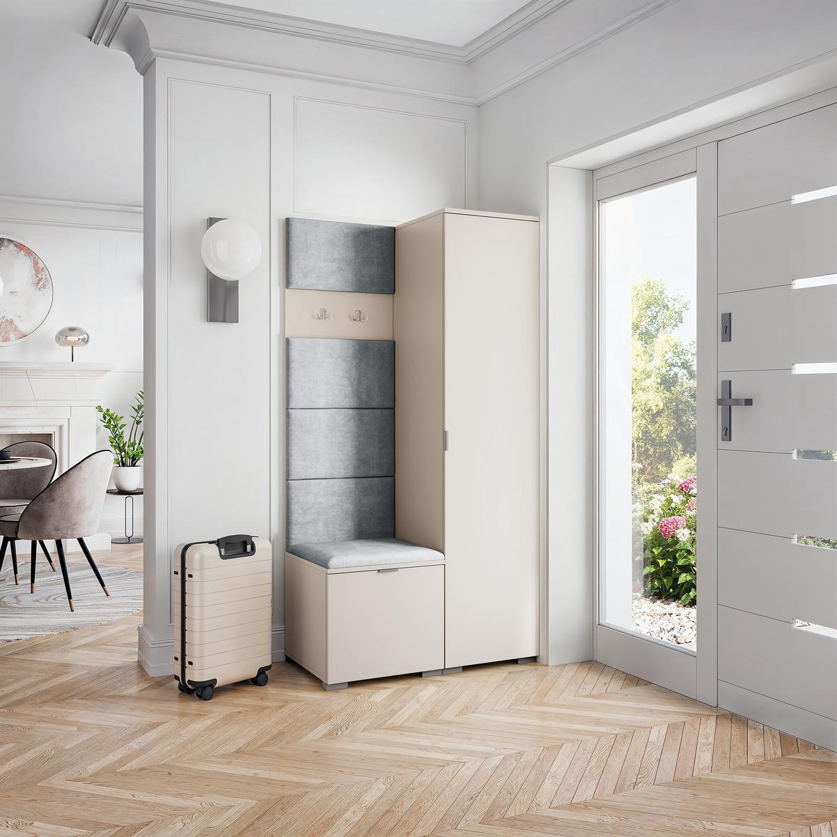 GARDEROBENSCHRANK LORI 95/181/51 cm Modern Kaschmir - Kaschmir/Hellgrau, Holzwerkstoff (95/181/51cm) - MASSENO