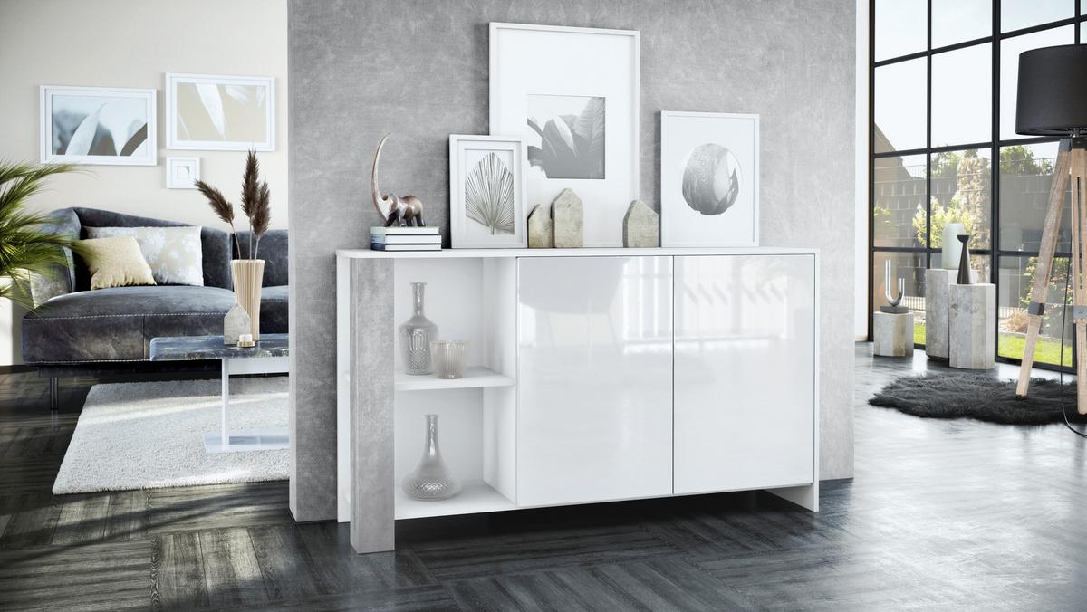 WOHNZIMMERSET Venedig Beton Oxid Optik - Hellgrau, Holzwerkstoff (248/151.5/36cm) - Vladon