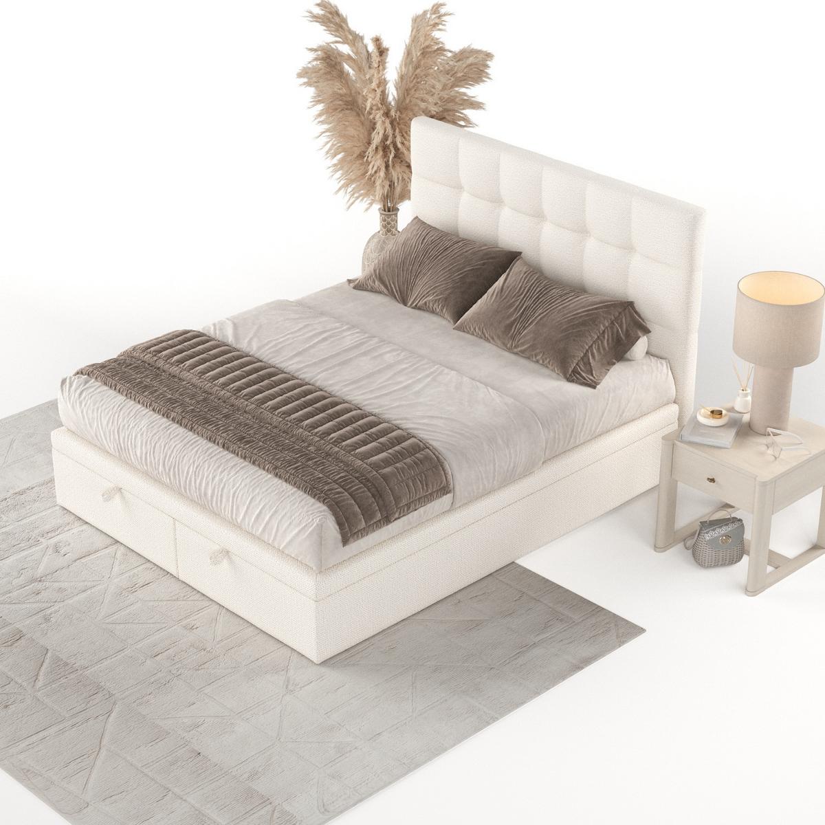 POLSTERBETT Guam mit Stauraum 120/200 cm Creme im Alta Stoff - Creme/Schwarz, Holz/Holzwerkstoff (120/200cm) - AltaBeds