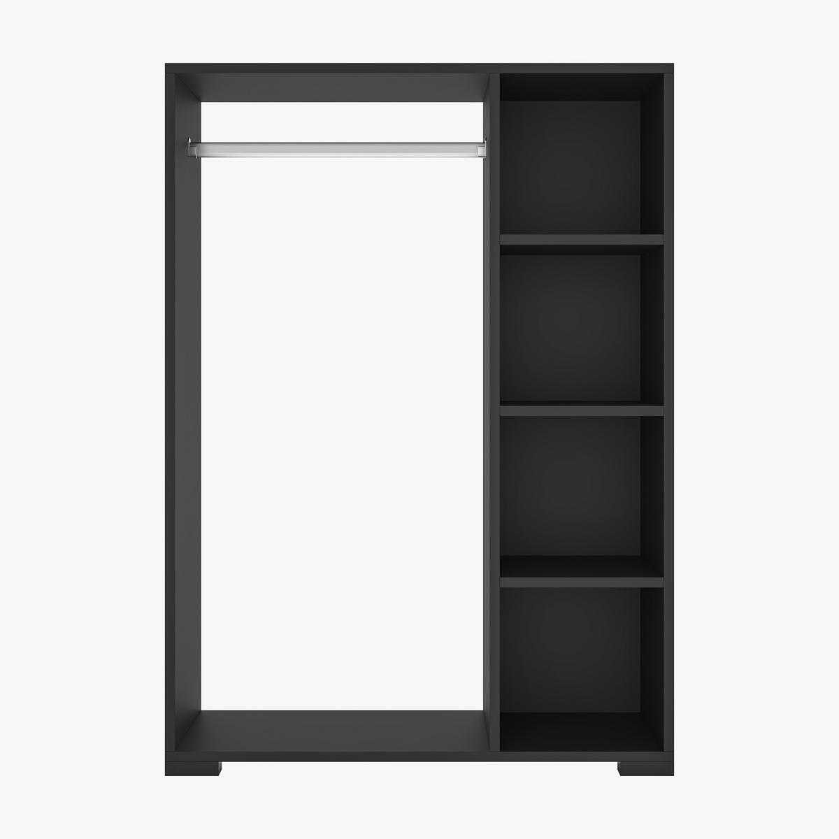 KLEIDERSCHRANK Nesbyen - Schwarz, Holzwerkstoff (90/126/30cm) - [en.casa]