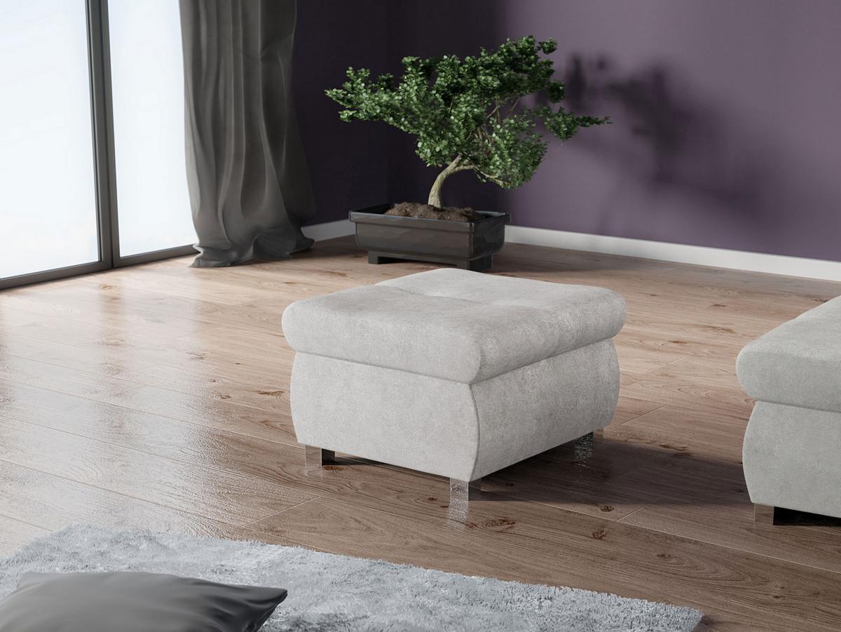 POLSTERHOCKER Orkan Klein - Silberfarben/Hellgrau, Holz/Textil (60/39/60cm) - MIRJAN24