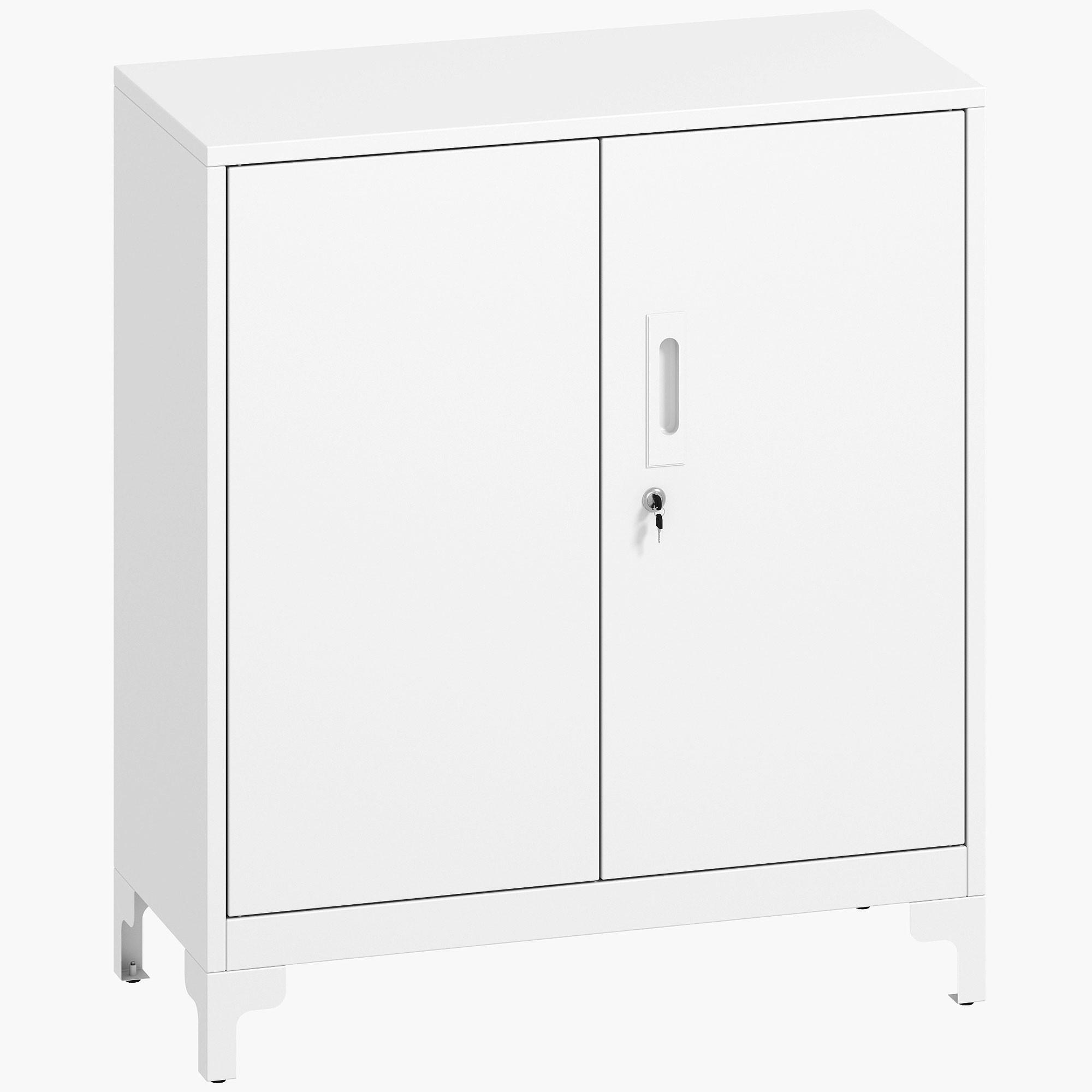 METALLSCHRANK Metall Weiß - Weiß, Metall (35/91/80cm) - HOMCOM