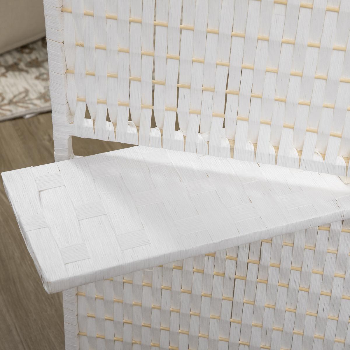 PARAVENT 4-teilig aus Papierfaser Weiß - Weiß, Holz (1.6/180cm) - HOMCOM