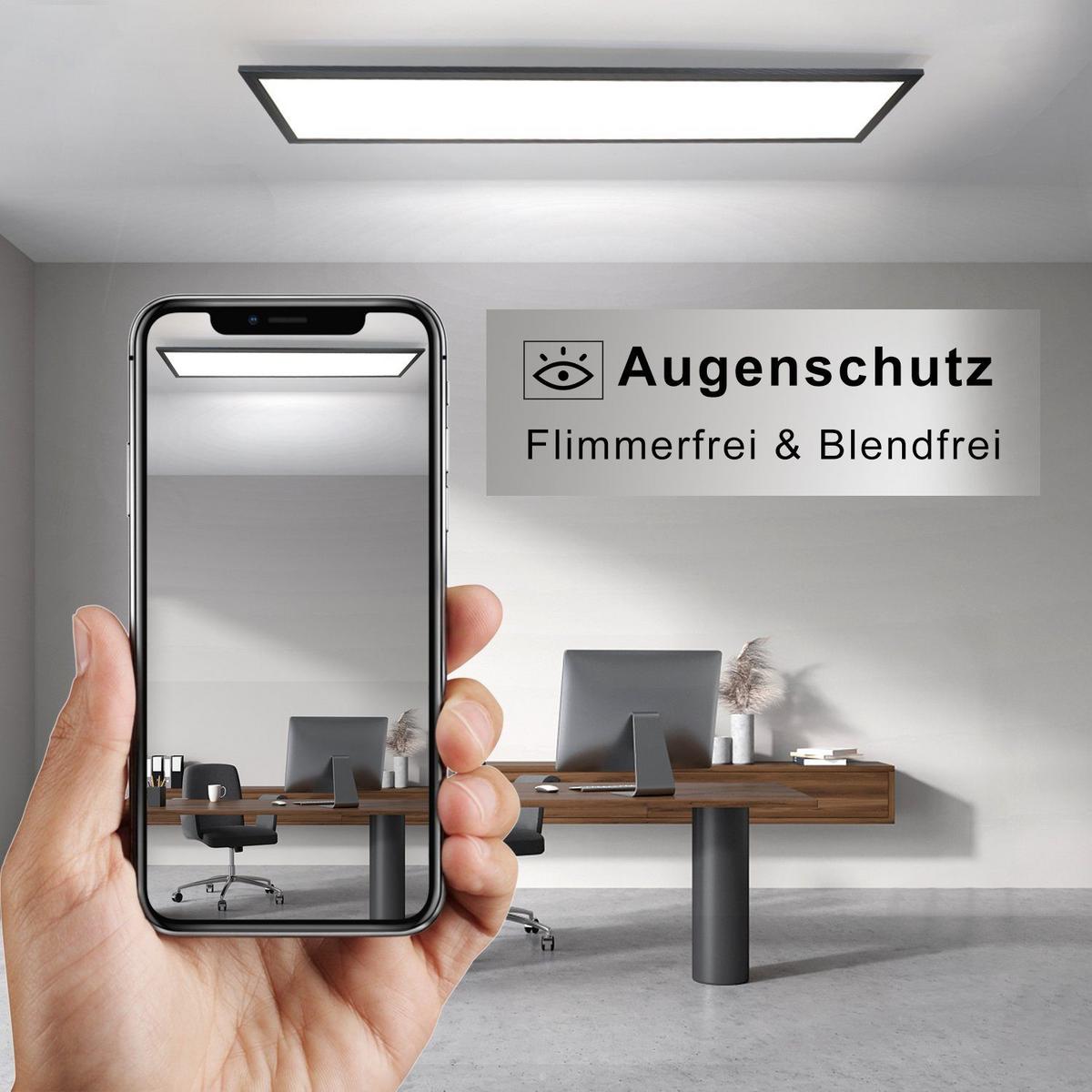 LED-DECKENLEUCHTE Petra 100/25/1 cm - Schwarz, Metall (100/25/1cm) - Nettlife